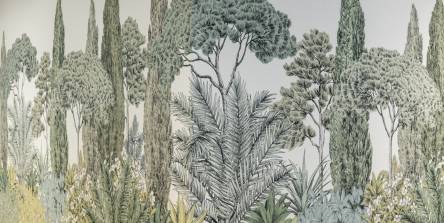 Panoramique mural végétal dans un cabinet comptable en Alsace, aménagement intérieur par Nadine Rapp